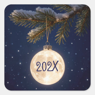 Vollmond Weihnachtsschmuck Quadratischer Aufkleber