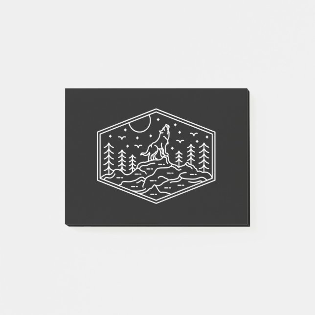 Vollmond Wolf 3 Post-it Klebezettel (Vorderseite)