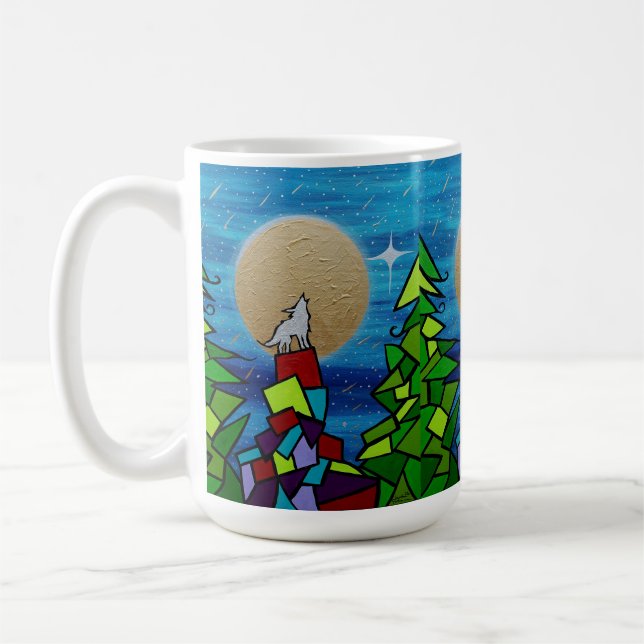 Vollmond-Wolf-Supermond  Kaffeetasse (Links)
