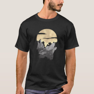 Vollmond Wolf Wölfe Heulen Wald Nebel Jäger An T-Shirt