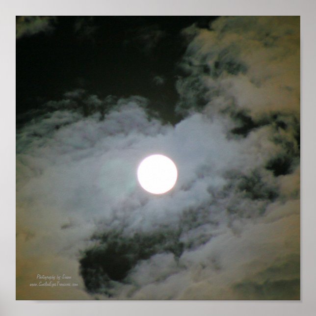 Vollmond Wolken Night Sky Nature Poster (Vorne)