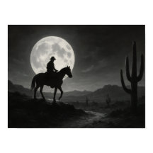 Vollmond-Wüsten-Druck - Silberne Nacht Western