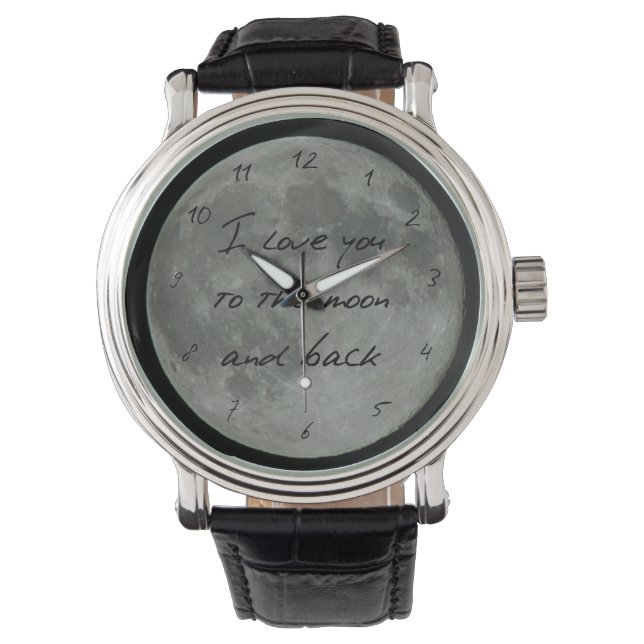 Vollmond Zitat Liebe Sie viel Sterne Armbanduhr (Vorderseite)