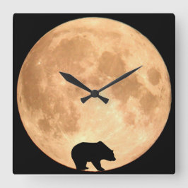 Vollmondbär Quadratische Wanduhr