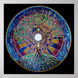 Vollmondbaum des Lebens Mandala Poster