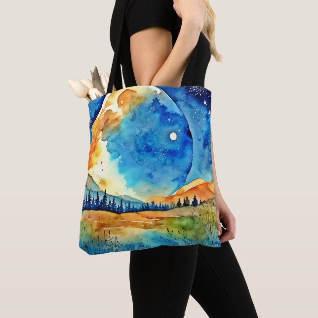 Vollmondmalerei Tasche (Von Nahem)