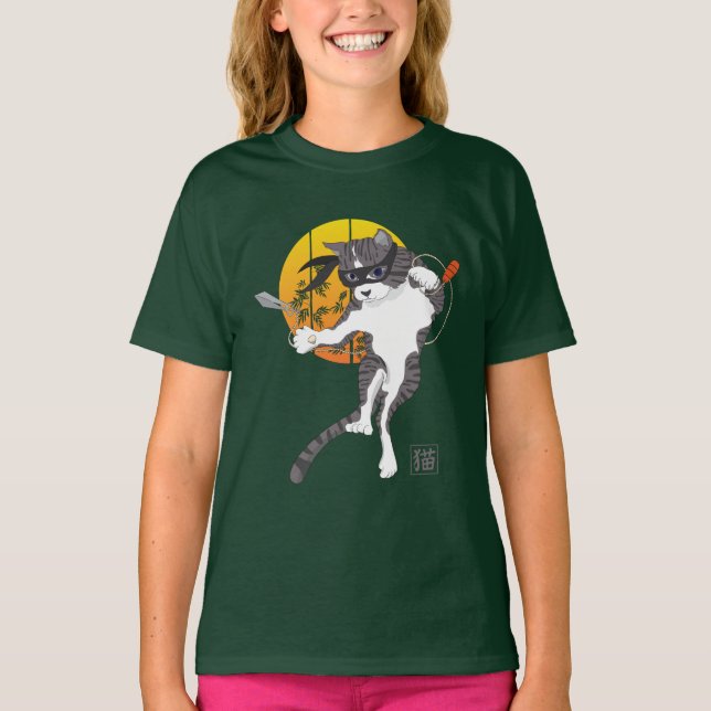 Vollmondmission: Katze Ninja T-Shirt (Vorderseite)