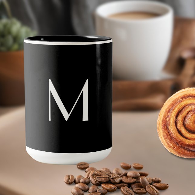 Vollschwarz - Monogramm hinzufügen Zweifarbige Tasse (Von Creator hochgeladen)