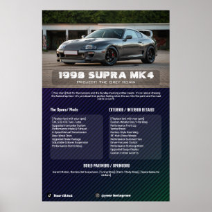 Vollständig anpassbare Car Show Spec Board Poster