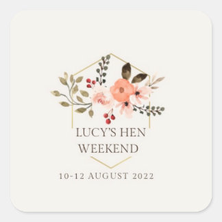 Vollständig anpassbarer Hen/Bachelorette-Aufkleber Quadratischer Aufkleber