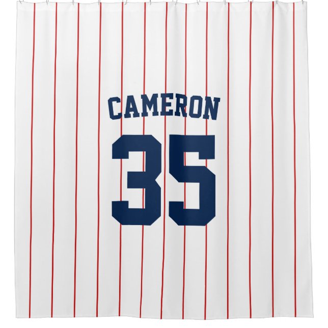 Vollständig bearbeitbare Farben Baseball Jersey St Duschvorhang (Vorderseite)