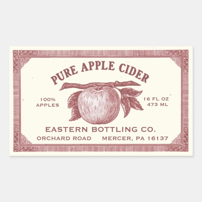 Vollständig bearbeitbares Vintages Apple Cider Lab Rechteckiger Aufkleber (Vorderseite)