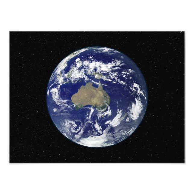 Vollständig beleuchtete Erde, zentriert auf Austra Fotodruck (Vorne)