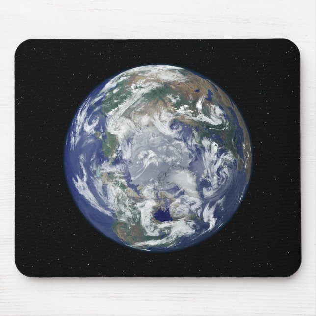 Vollständig beleuchtete Erde, zentriert auf dem No Mousepad (Vorne)