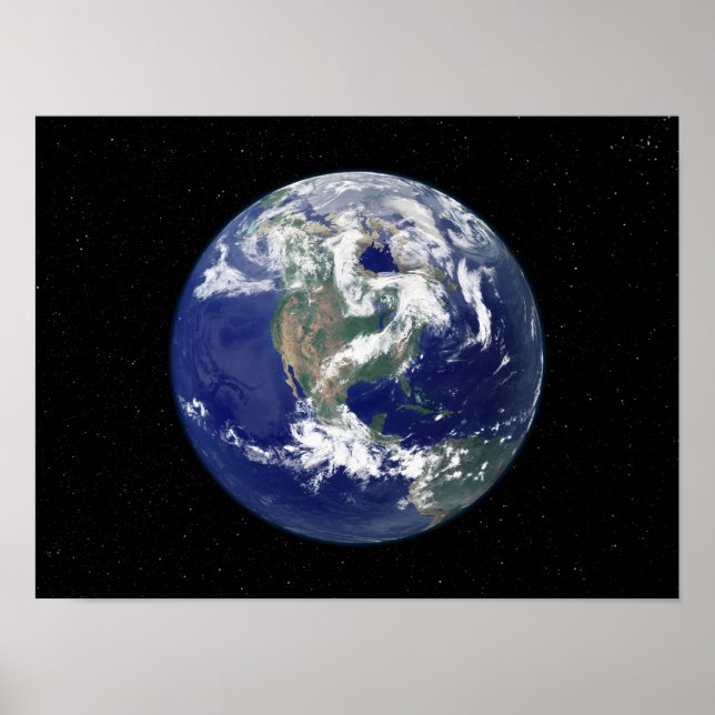 Vollständig beleuchtete Erde, zentriert auf Nordam Poster (Vorne)