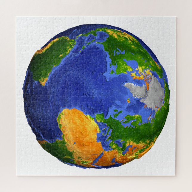 Vollständig die Erde mit topographischen Daten. (Horizontal)
