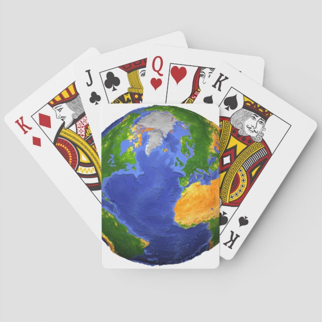 Vollständig die Erde mit topographischen Daten. Spielkarten (Rückseite)