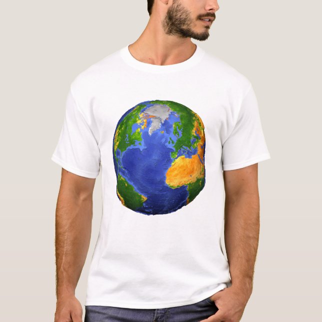 Vollständig die Erde mit topographischen Daten. T-Shirt (Vorderseite)