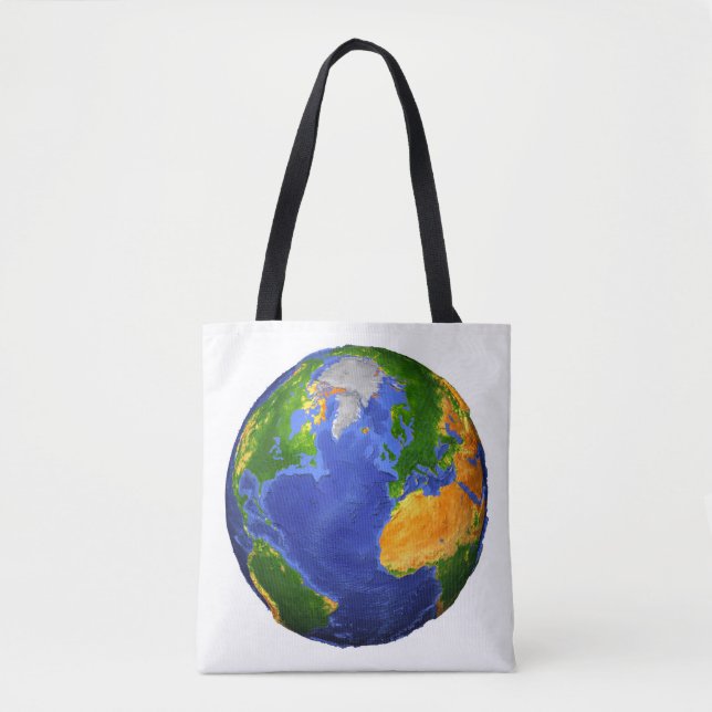 Vollständig die Erde mit topographischen Daten. Tasche (Vorderseite)