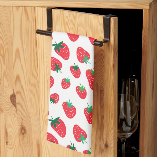 Vollständig Erdbeeren Geschirrtuch (Drittel gefaltet)