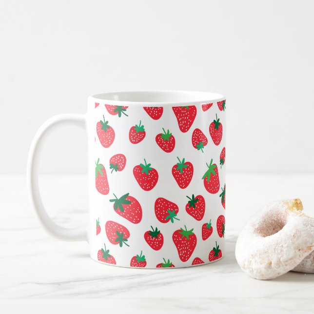 Vollständig Erdbeeren Kaffeetasse (Mit Donut)