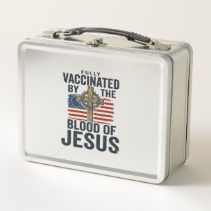 Vollständig geimpft durch das Blut Jesu Patriotisc Metall Brotdose