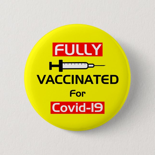 Vollständig geimpft für Covid 19 Gelb Button (Vorderseite)