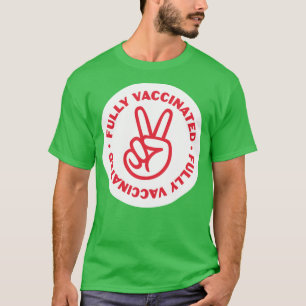 Vollständig geimpft Hand V Rot und weiß T-Shirt