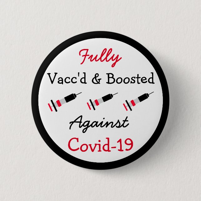 Vollständig geimpft und gegen Covid stimuliert - 1 Button (Vorderseite)