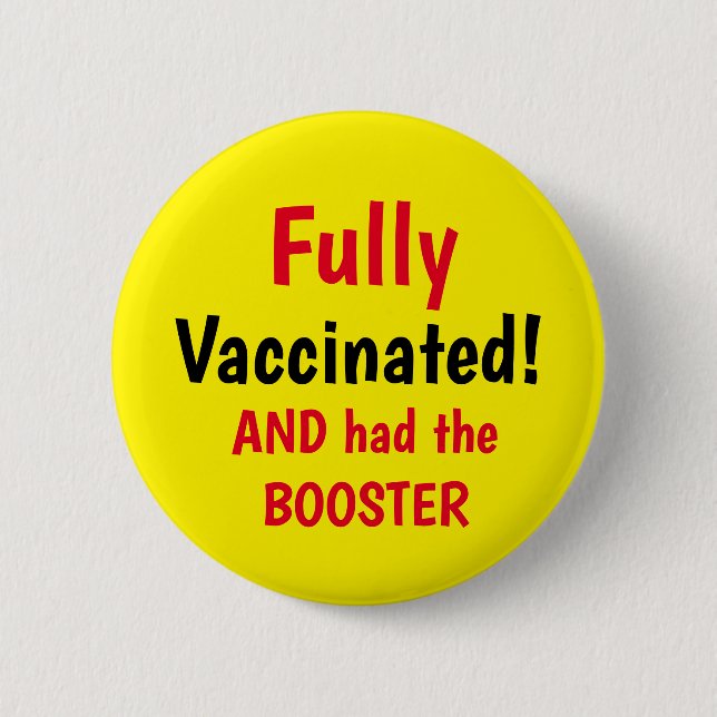Vollständig geimpfter Booster-Gelber Knopf Button (Vorderseite)
