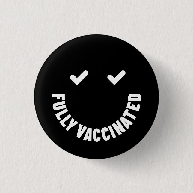 Vollständig geimpfter Smiley Button (Vorderseite)