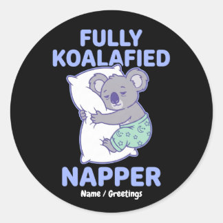 Vollständig Koalafizierter Schläfer Süßer Schlafko Runder Aufkleber