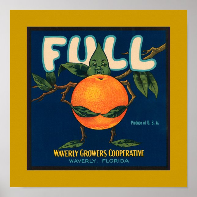 Vollständig - Orangefarbenes Kratetikett (Rand) Poster (Vorne)