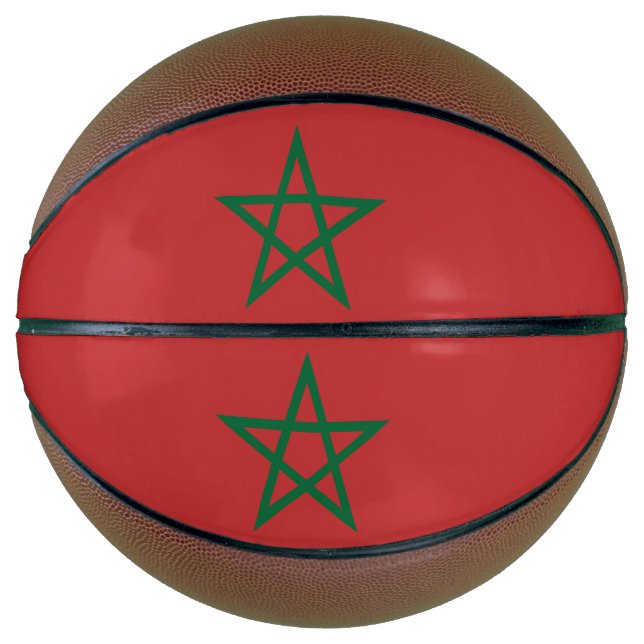 Vollständige Basketball mit Flagge Marokkos (Vorderseite)