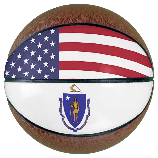 Vollständige Basketball mit Flagge von Massachuset (Vorderseite)