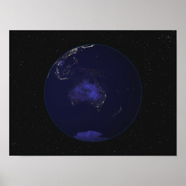 Vollständige Erde in der Nacht mit Stadtlichtern 2 Poster (Vorne)