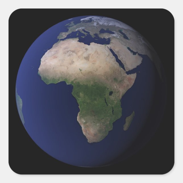 Vollständige Erde mit Afrika, Europa und dem Nahen Quadratischer Aufkleber (Vorderseite)