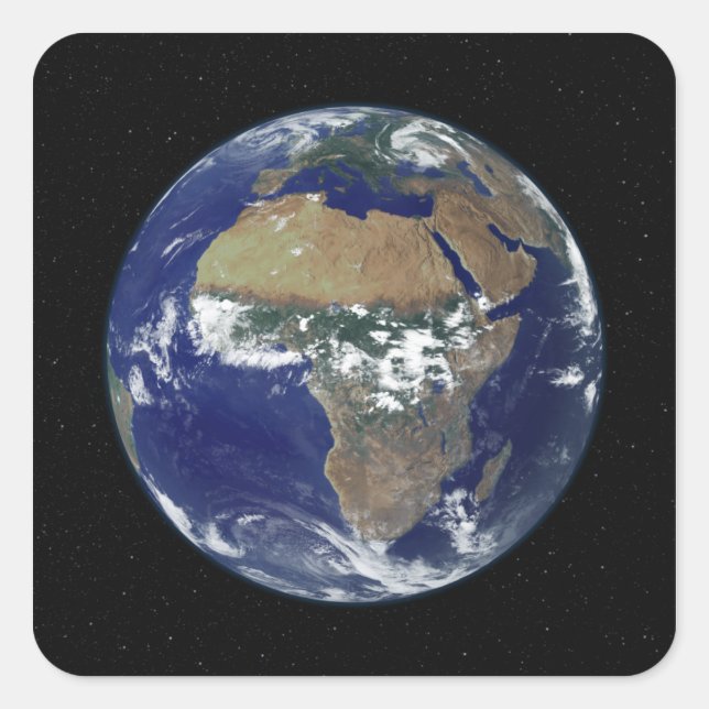 Vollständige Erde mit Afrika und Europa Quadratischer Aufkleber (Vorderseite)
