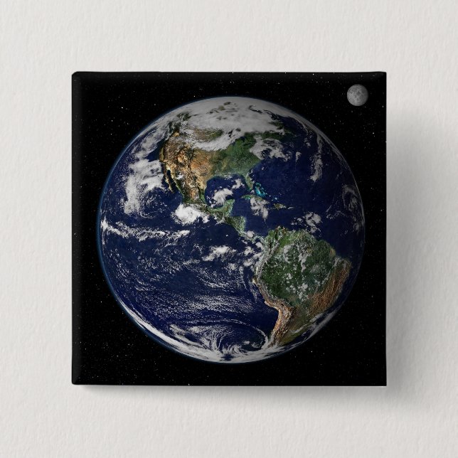 Vollständige Erde mit Nord- und Südamerika Button (Vorderseite)