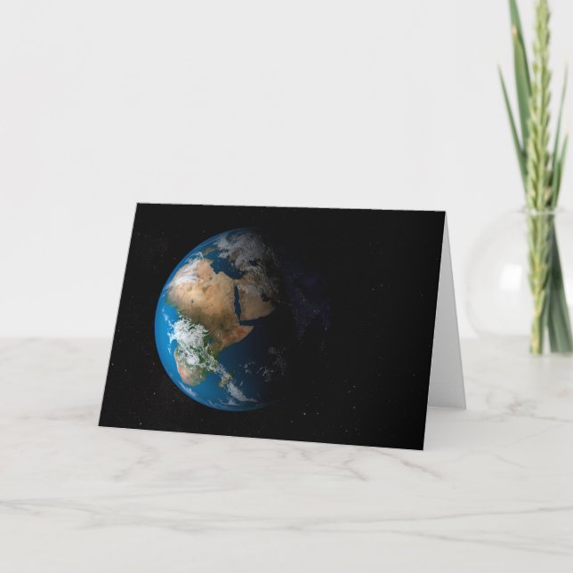 Vollständige Erde mit simulierten Wolken über Afri Karte (Vorderseite)
