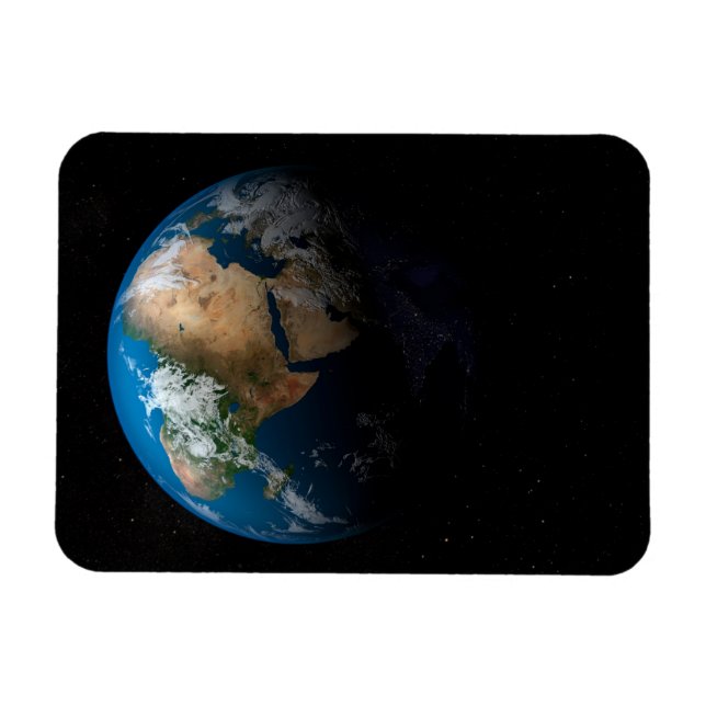 Vollständige Erde mit simulierten Wolken über Afri Magnet (Horizontal)