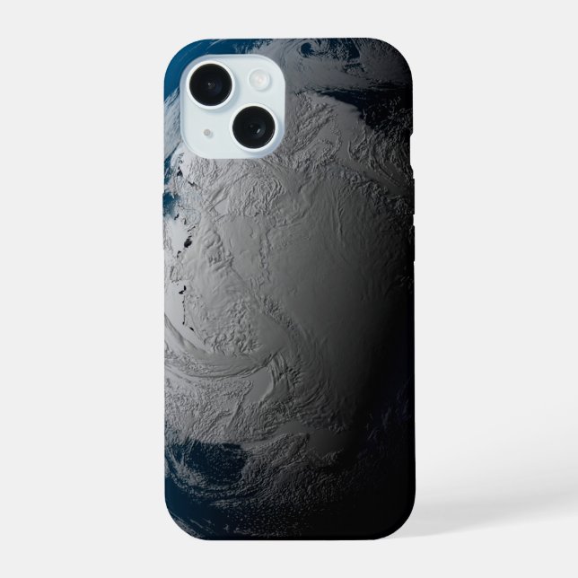 Vollständige Erde mit simulierten Wolken über der  iPhone 15 Hülle (Rückseite)