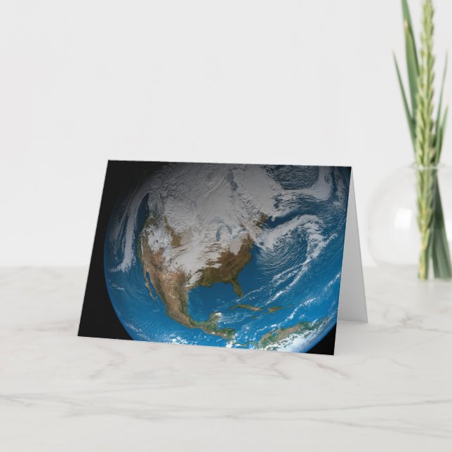 Vollständige Erde mit simulierten Wolken über Nord Karte (Vorderseite)