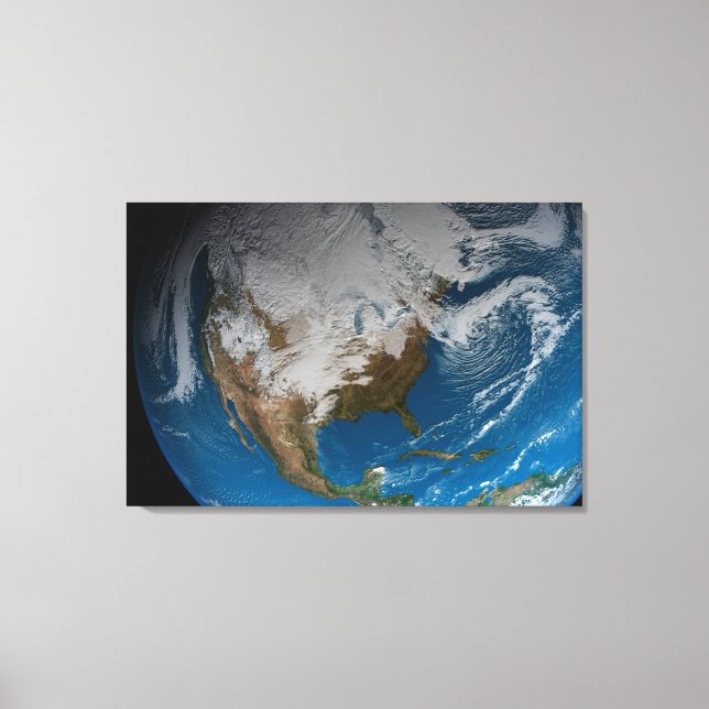 Vollständige Erde mit simulierten Wolken über Nord Leinwanddruck (Vorderseite)