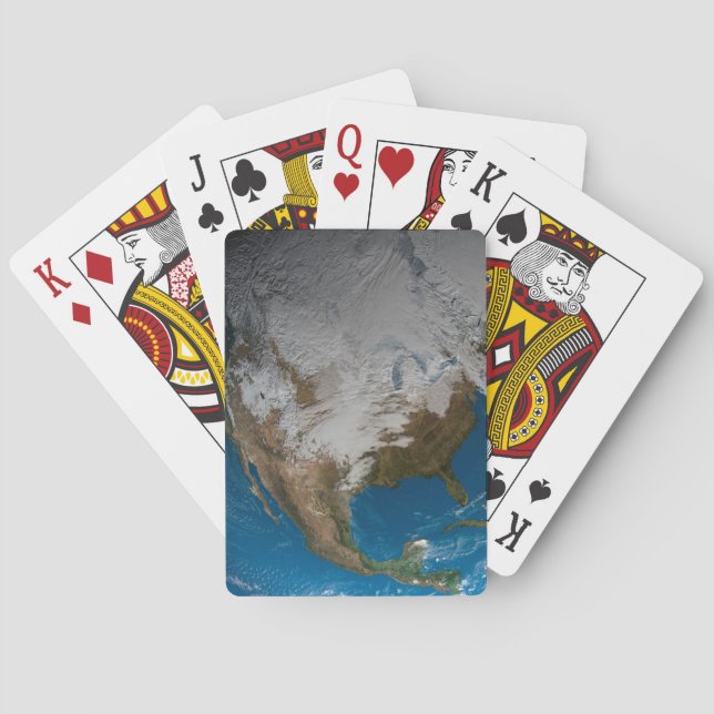 Vollständige Erde mit simulierten Wolken über Nord Spielkarten (Rückseite)