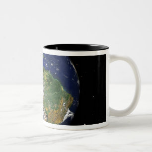Vollständige Erde mit Südamerika 2 Zweifarbige Tasse