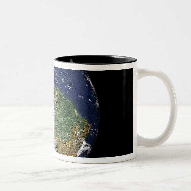 Vollständige Erde mit Südamerika Zweifarbige Tasse (Rechts)