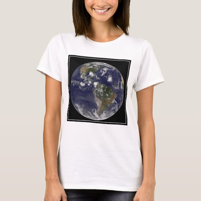 Vollständige Erde mit tropischen Stürmen im Atlant T-Shirt (Vorderseite)