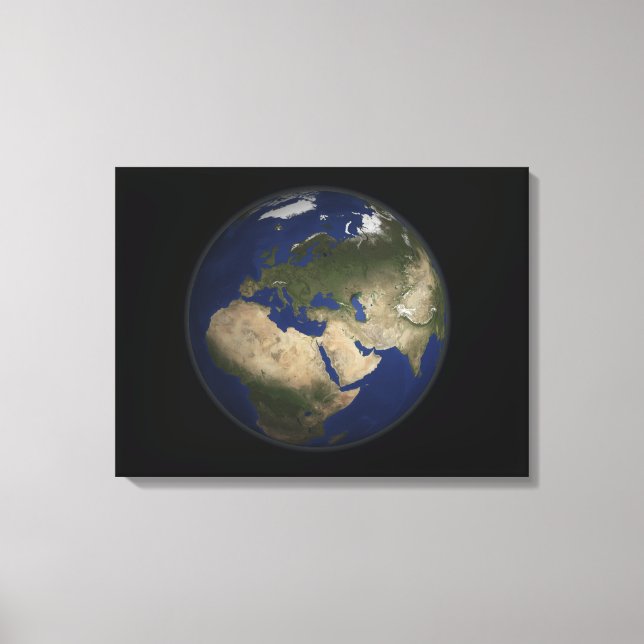 Vollständige Erdsicht auf Afrika, Europa und Mitte Leinwanddruck (Vorderseite)