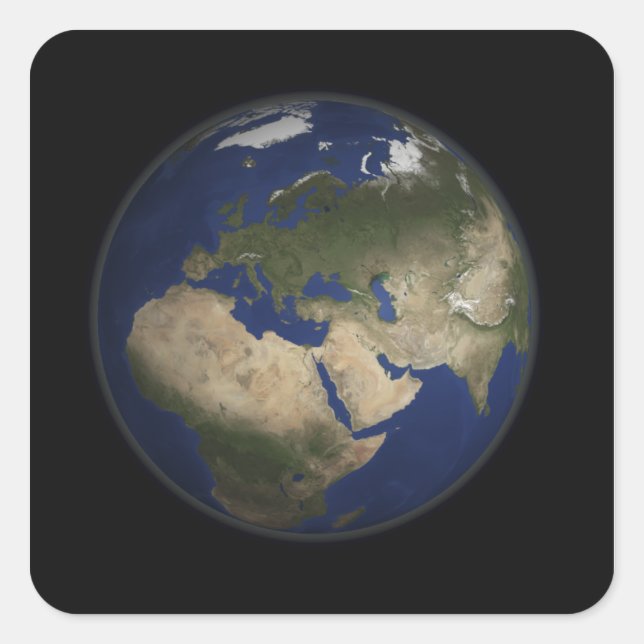 Vollständige Erdsicht auf Afrika, Europa und Mitte Quadratischer Aufkleber (Vorderseite)